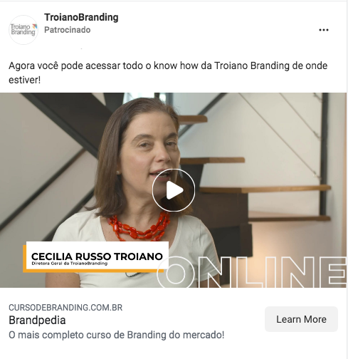 Exemplo de Anúncio em Vídeo - Facebook Ads