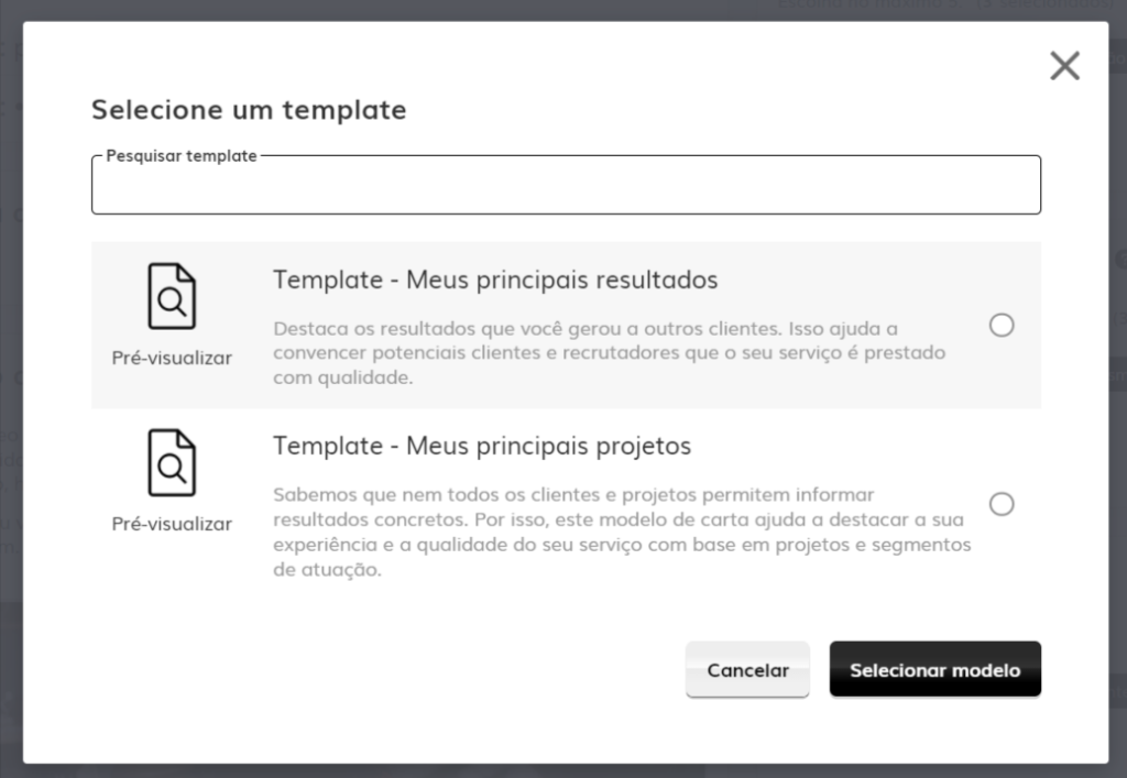 Templates de carta de apresentação na plataforma Crowd